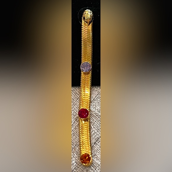 Kurt Geiger London NWT stunning Rainbow Crystal Snake Chain Linear earrings - Picture 7 of 15